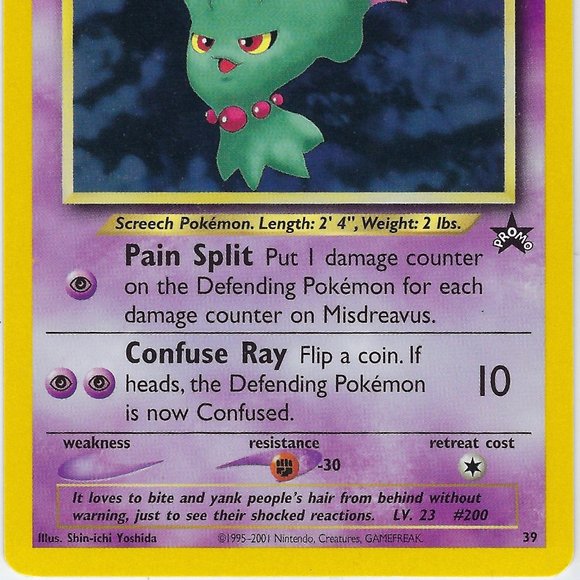 Near Mint Misdreavus Promo #39 Black Star Promo Pokemon League 2002 - Picture 3 of 3